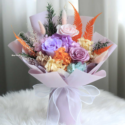 Preserved Flowers Wholesale Pink Purple Rose Bouquet