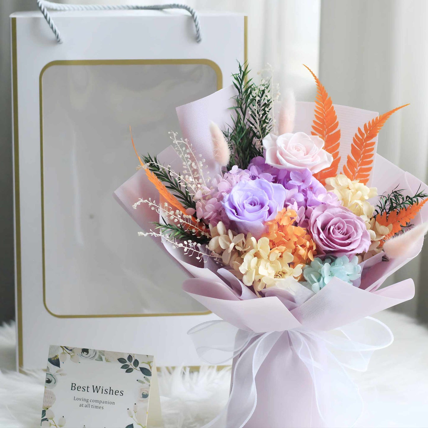 Preserved Flowers Wholesale Pink Purple Rose Bouquet