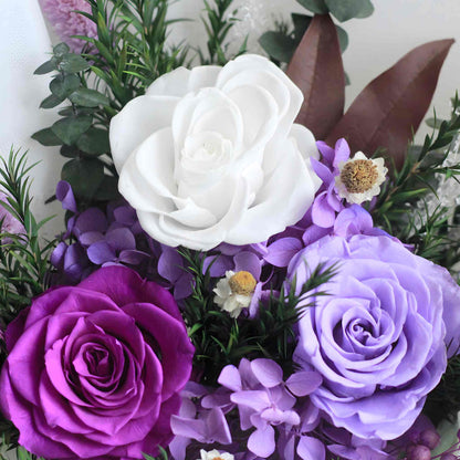 Preserved Flowers Wholesale | White Purple Rose Bouquet