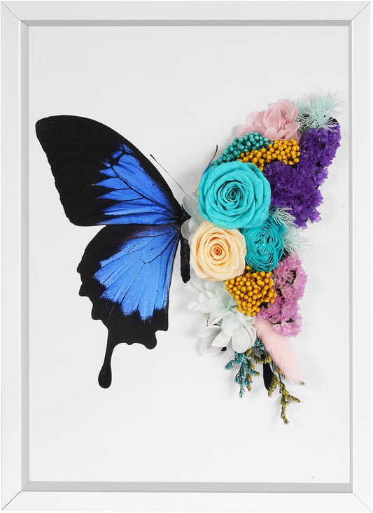 Butterfly Preserved Flowers Shadow Box Frame