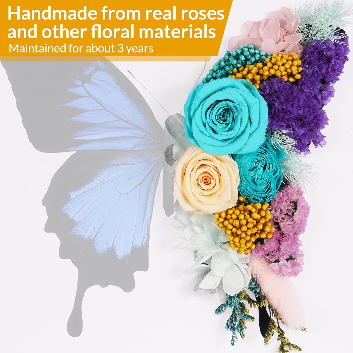 Butterfly Preserved Flowers Shadow Box Frame